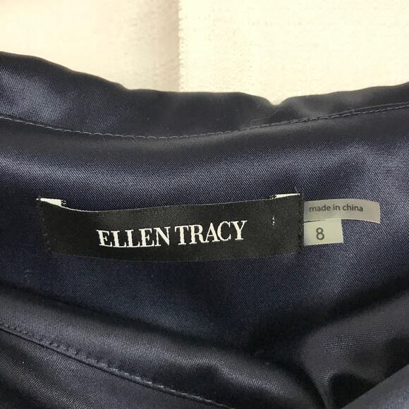 Ellen Tracy Navy Blue Satin Dress Sz.8 NWT - Picture 4 of 8